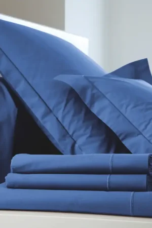 BLANC DES VOSGESDrap Percale Easy-Bleu Royal -280 x 320 cm Seulement Aujourd'hui