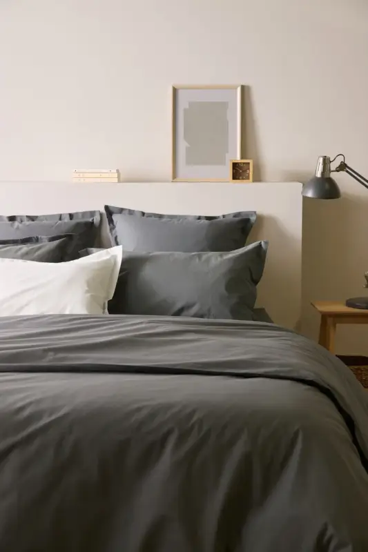 Expédié Aujourd'hui Drap housse coton bio Fil & Sens-Anthracite -140 x 190 cm
