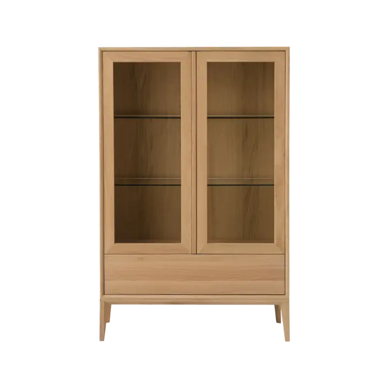 Meuble vitrine led chêne massif 2 portes 1 tiroir Charles Affaire À Saisir