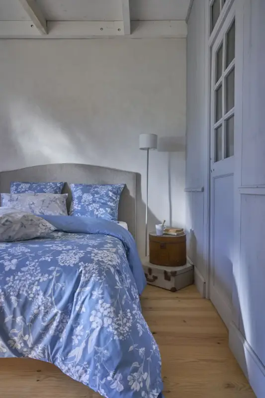 Parure de lit percale Passerage-Bleu -260 x 240 cm Nouveauté