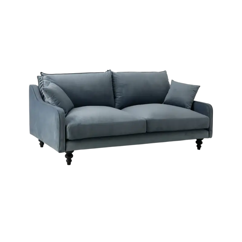 Solde Canapé velours Orso-Bleu gris -2 places