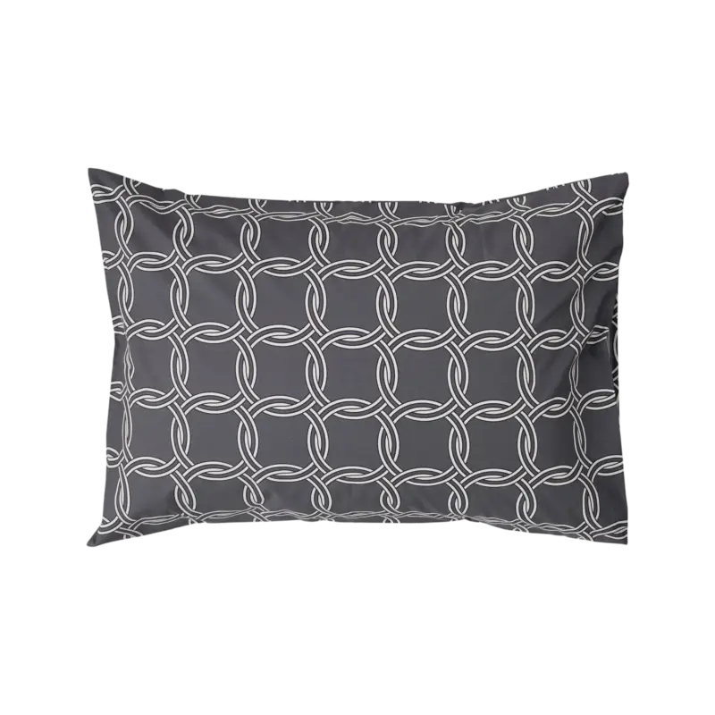 Commander Maintenant Lot de 2 taies d'oreiller percale Néo Rétro-Anthracite -50 x 70 cm