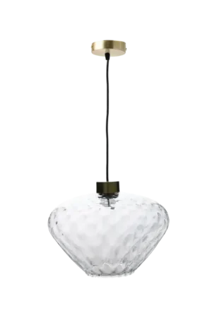 Authentique Suspension verre martelée transparente forme diamant Céline