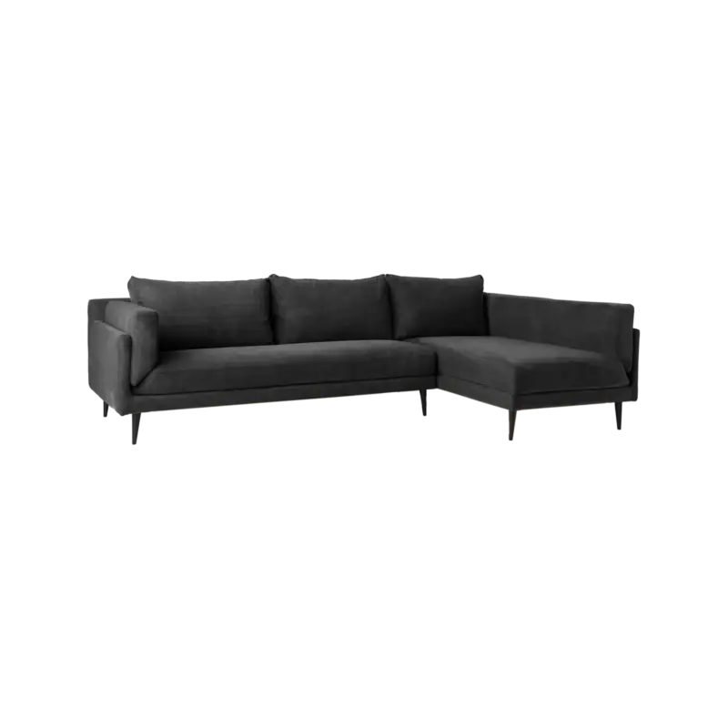 Canapé d'angle tissu recyclé Olivier-Anthracite -Canapé angle droit Promotion