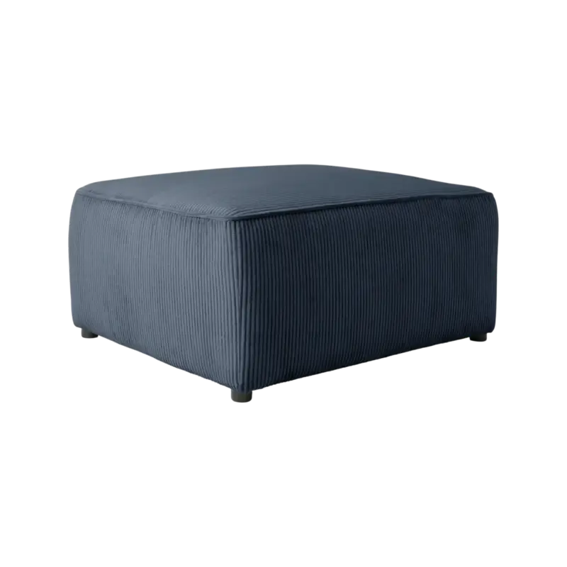 Promotion Saisonnière Grand pouf velours côtelé Otto-Bleu