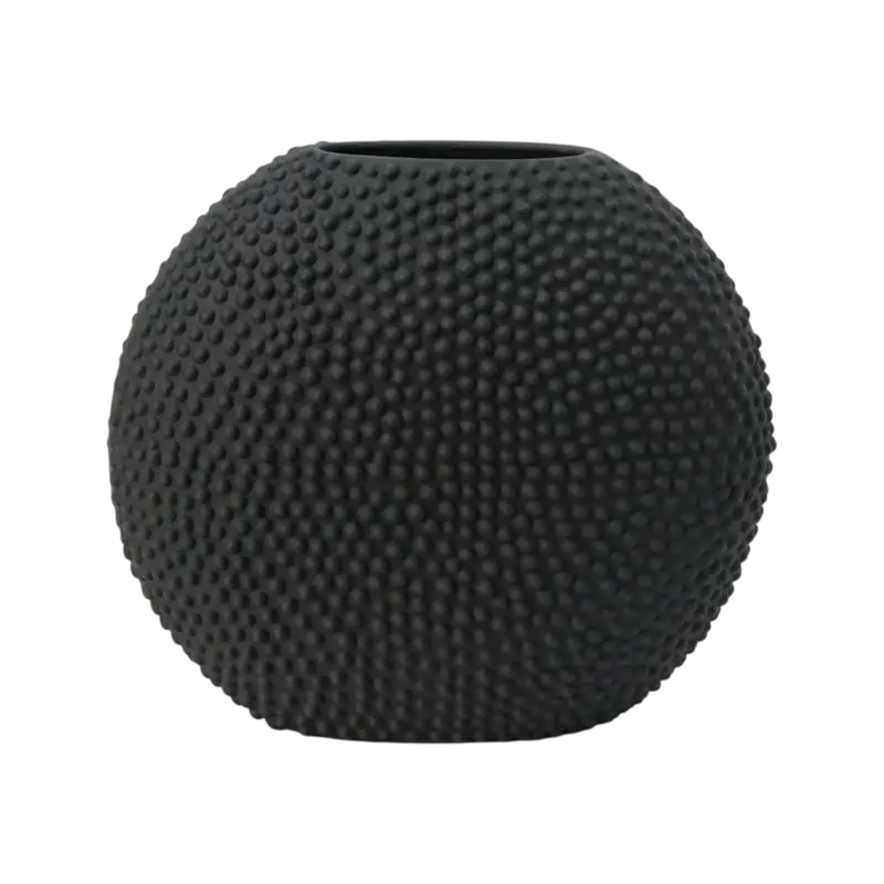 Bon Marché Vase céramique déco texturé noir 27 cm Sila