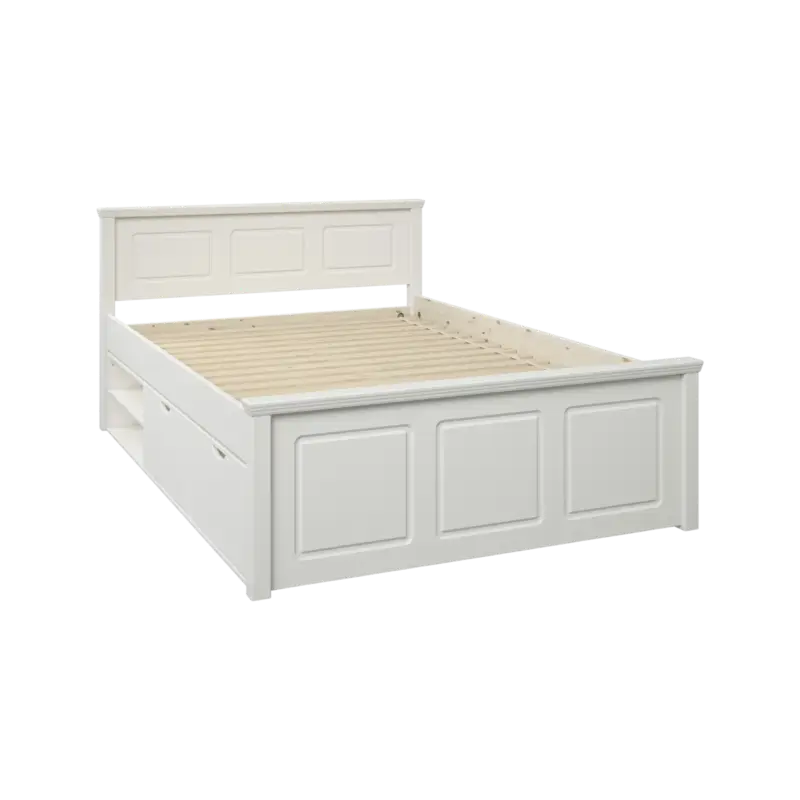 Acheter En Ligne Lit rangement bois massif Thilia-Blanc -160 x 200 cm